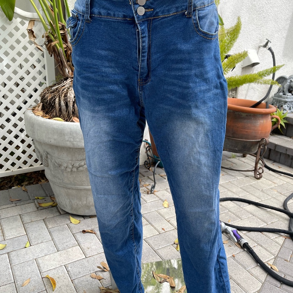 Women’s High Rise Regular Jeans Size XXL Blue Denim Straight Leg